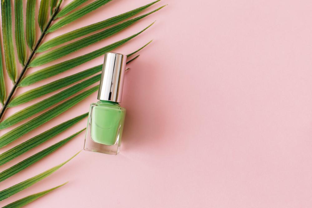 Un vernis naturel vert posé sur une feuille verte